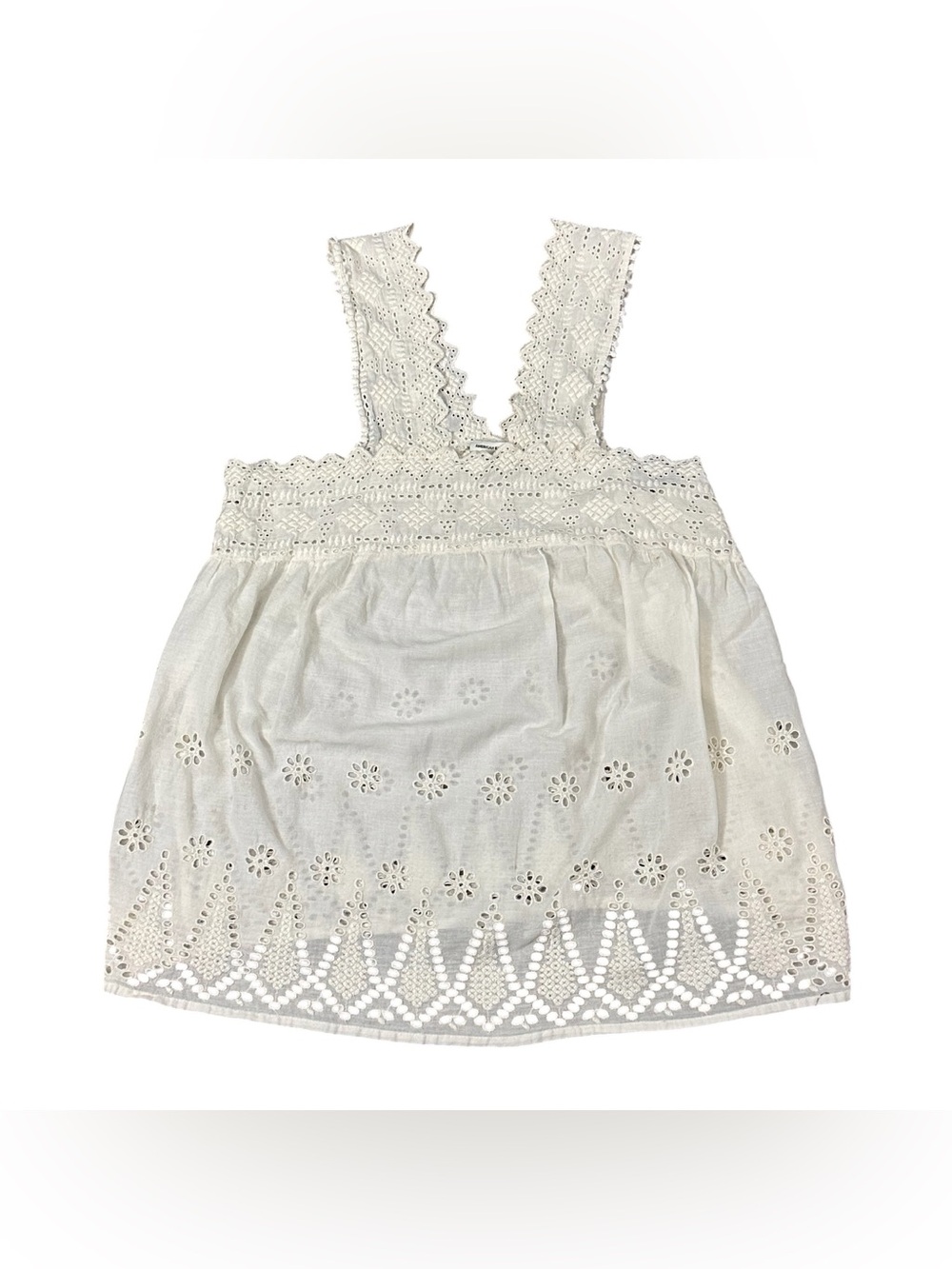 American Eagle Women’s Small Cream Eyelet Lace Babydoll Tank Top Boho Cottagecor